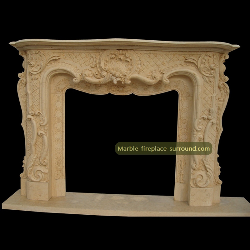 beige marble mantel fireplace