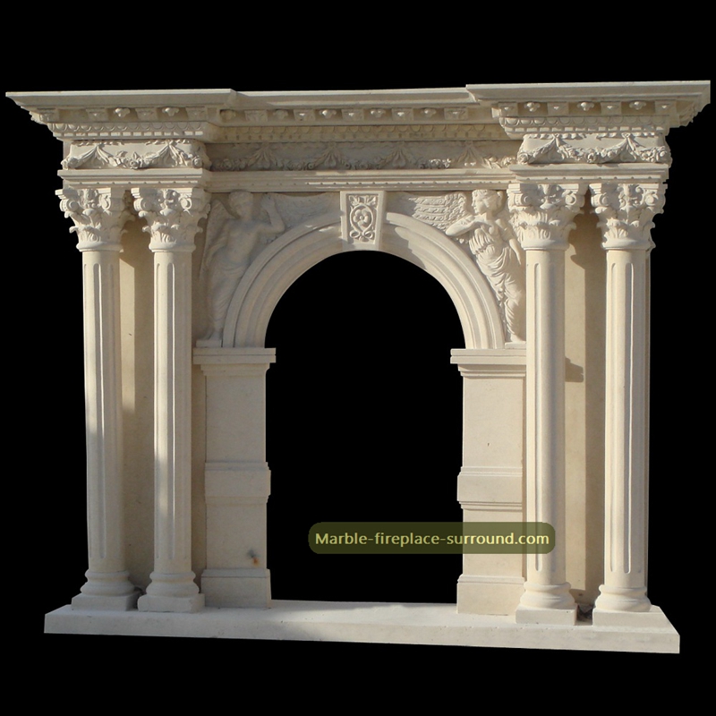 arched fireplace surround with corinthian columns