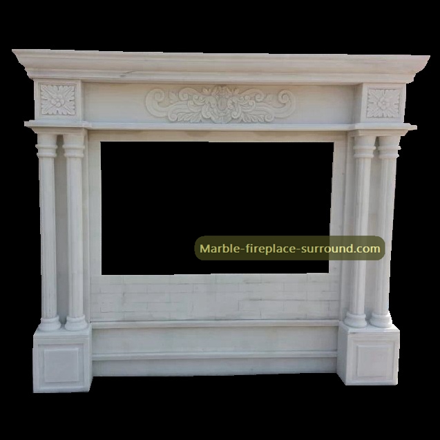 white marble fireplace mantel columns