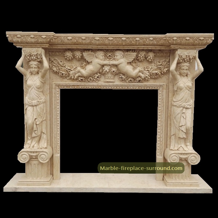 caryatid marble fireplace frame