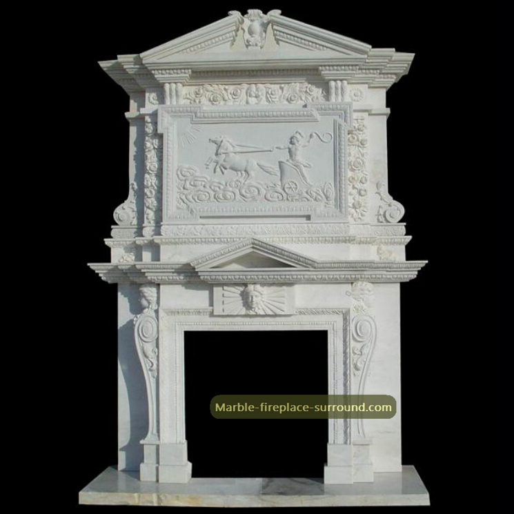 white marble overmantel with rome relief